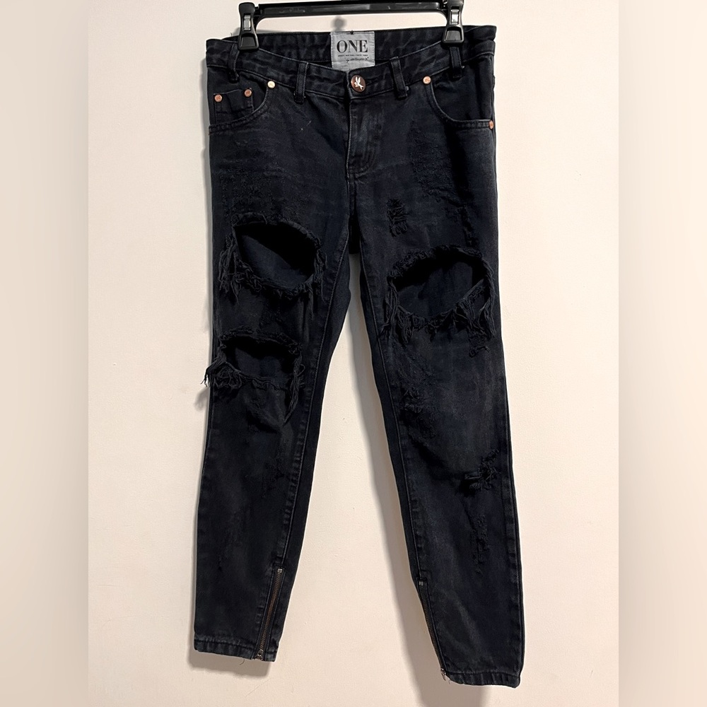 One X One Teaspoon Trashed Free Birds Super Distressed Jeans